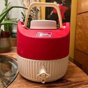 Vintage Coleman Water Cooler Retro w/ Handle Drinking Spout Plastic Camping